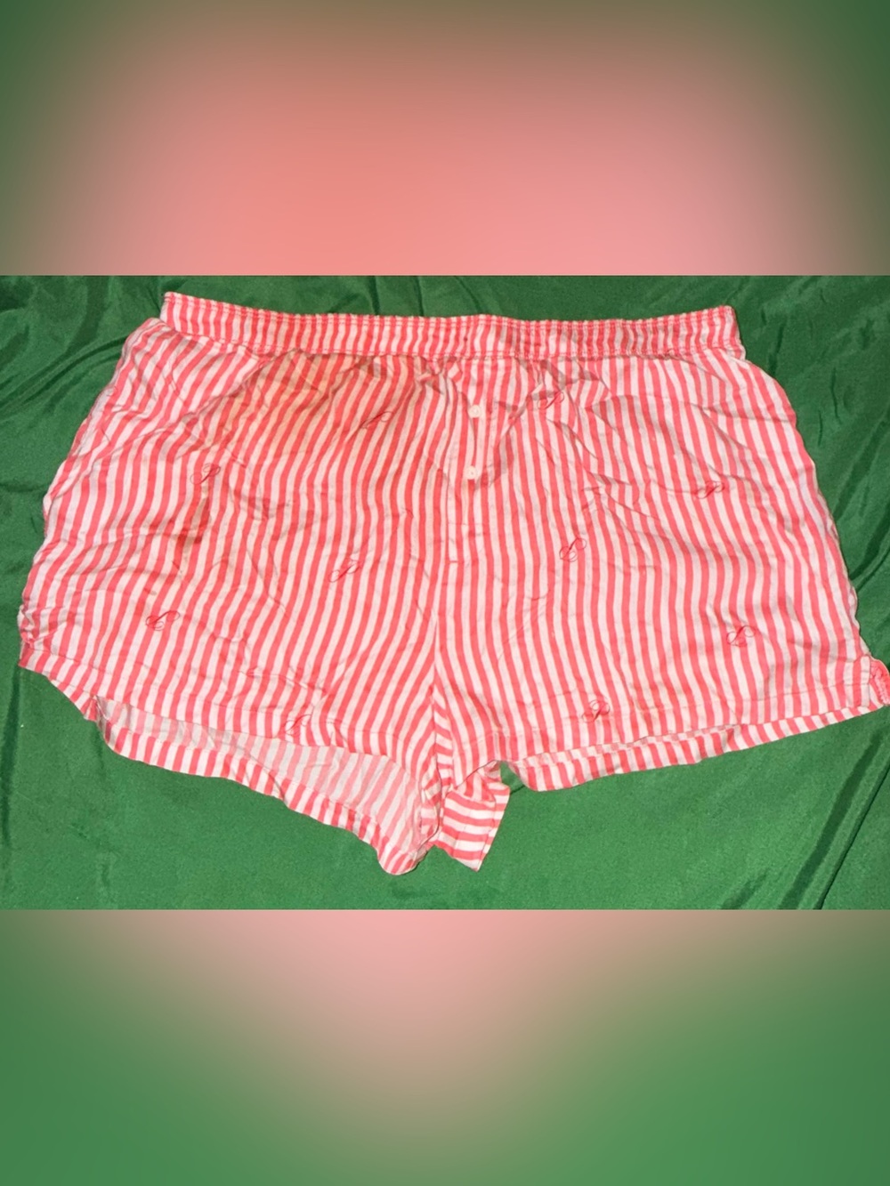 VICTORIA'S SECRET PINK TENCEL STRIPED SLEEP SHORTS SMALL CORAL